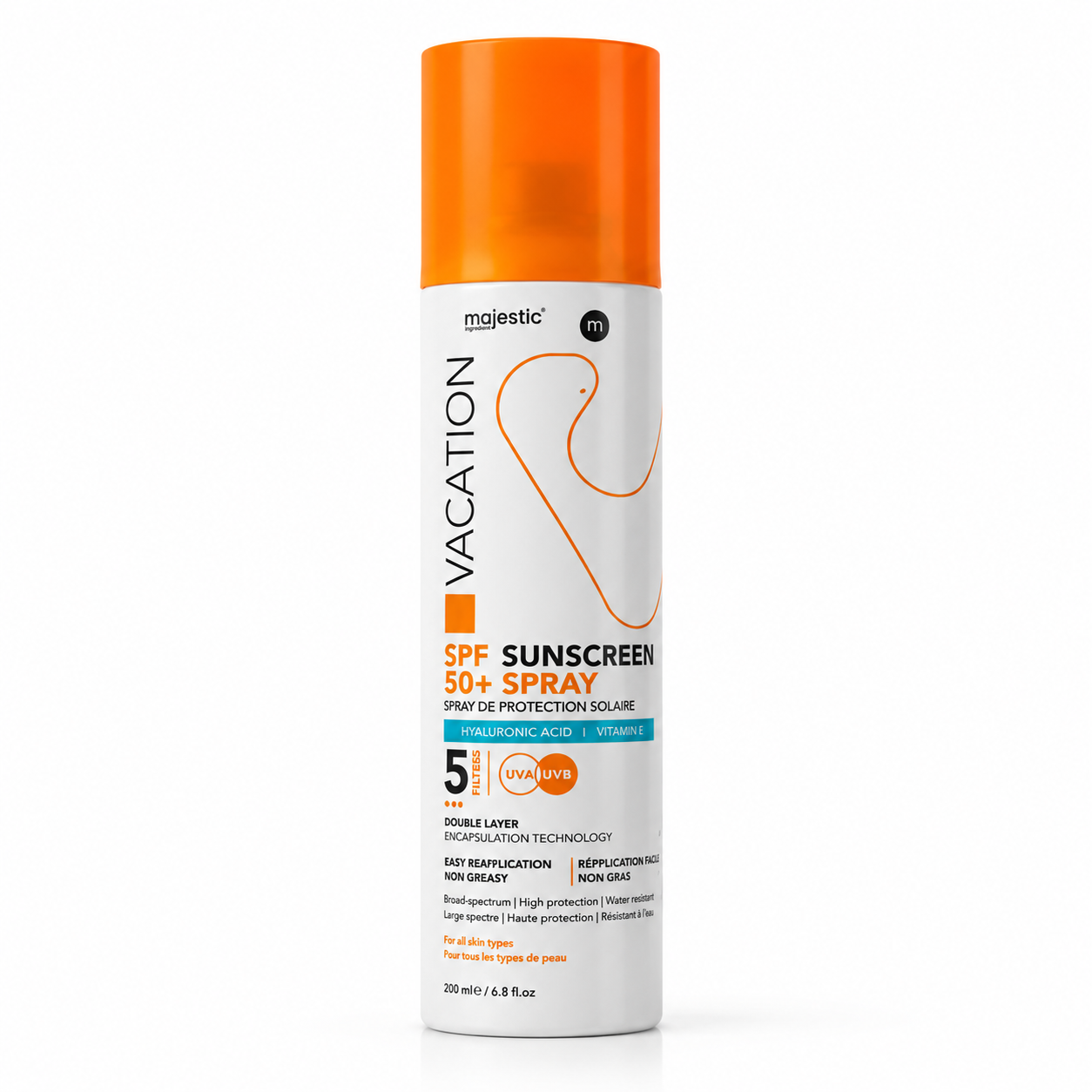 فاكيشن واقي شمس سبراي SPF 50+ بحمض الهيالورونيك وفيتامين E